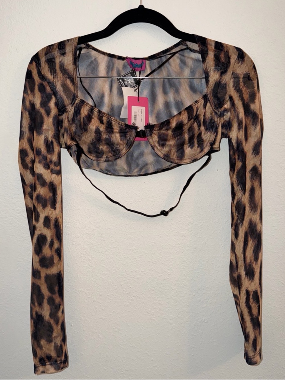 Leopard Print Long Sleeve Bolero Shrug - Brown